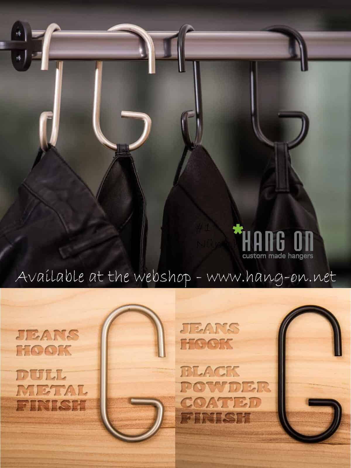 Metallhaken für Kleidung, Taschen und Accessoires an der Garderobe.